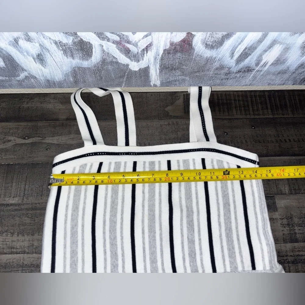 Banana Republic Black White Cotton Sweater Knit Peplum Ruffle Tank Top SZ XS​ - Picture 7 of 7